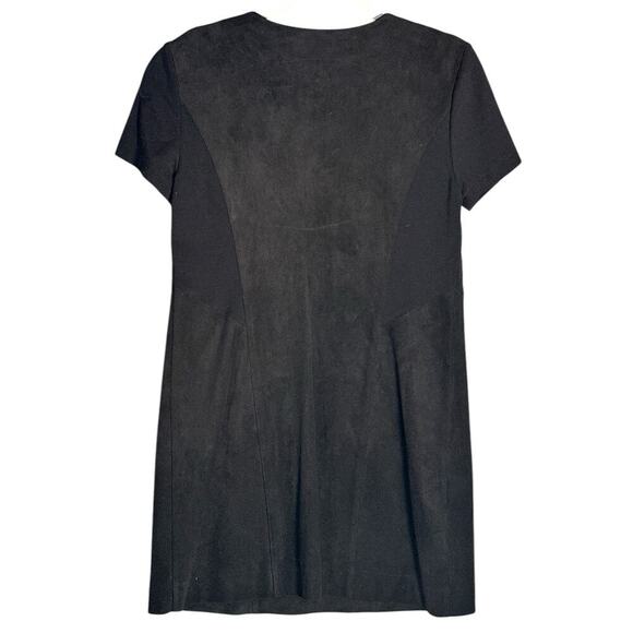 BCBGMaxAzria Sz M Faux Suede Heather Zipper Shift Mini Dress Stretch Rocker Moto - Picture 2 of 16